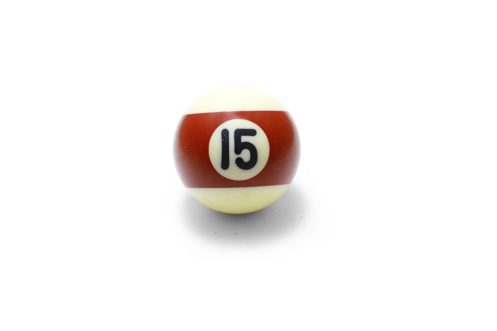 A picture of the 15 ball in pool to introduce the stat that most native English speakers only know about 15% of all the words in English